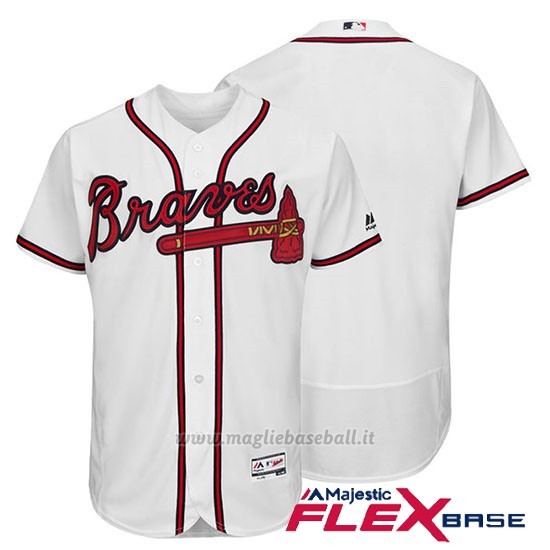 Maglia Baseball Uomo Atlanta Braves Majestic Flex Base Bianco Autentico Collezione